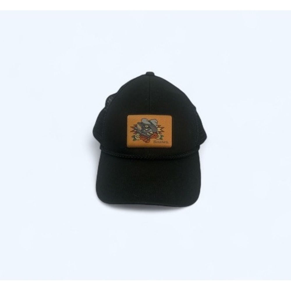 Simms Fishing Small Fit Foam Patch Trucker Cap Black Snap Back